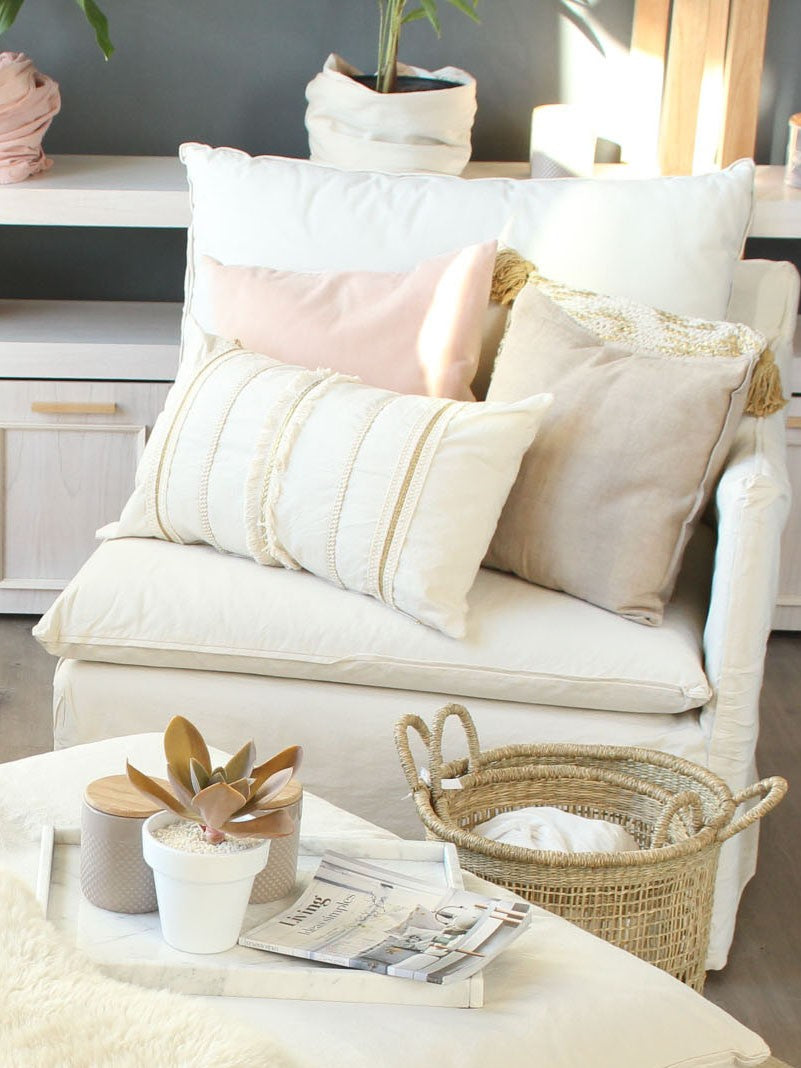 MODULO ESQUINERO GHOST -DERECHO- TAPIZADO EN LIENZO - FUNDA DE TUSSOR