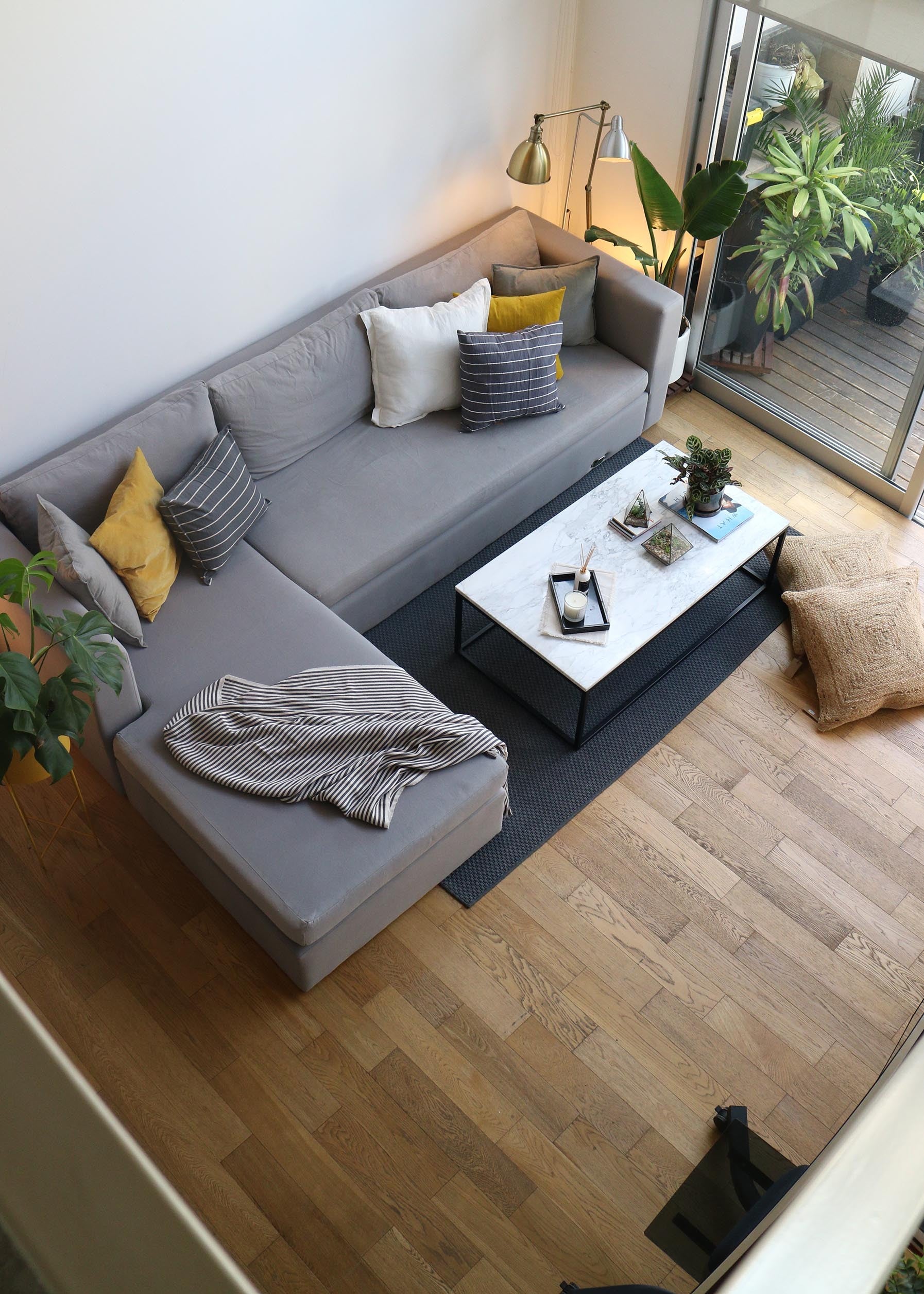 SOFA ESQUINERO CUBO - TAPIZADO EN PANAMA LINO - 90 PROF