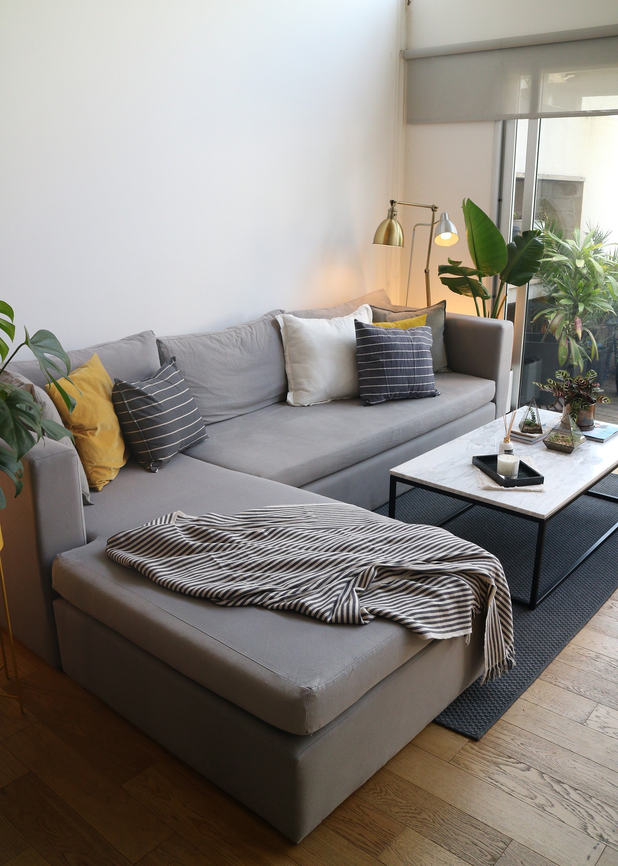 SOFA ESQUINERO CUBO - TAPIZADO EN PANAMA LINO - 90 PROF