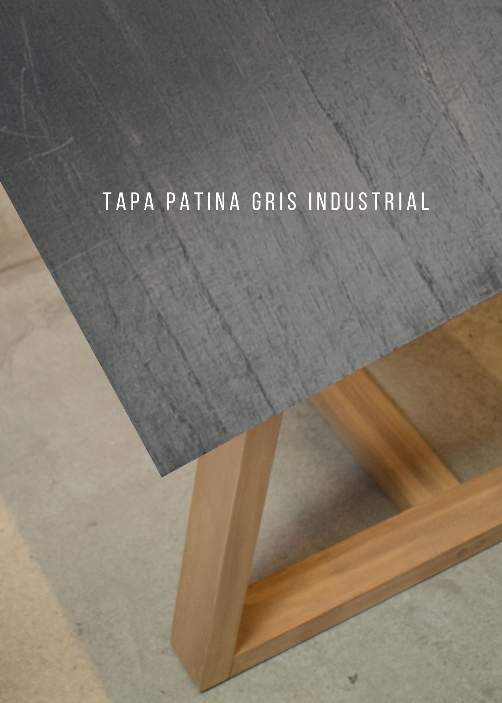 Mesa Helena - Tapa Paraíso Patinada  - Base Loro Blanco
