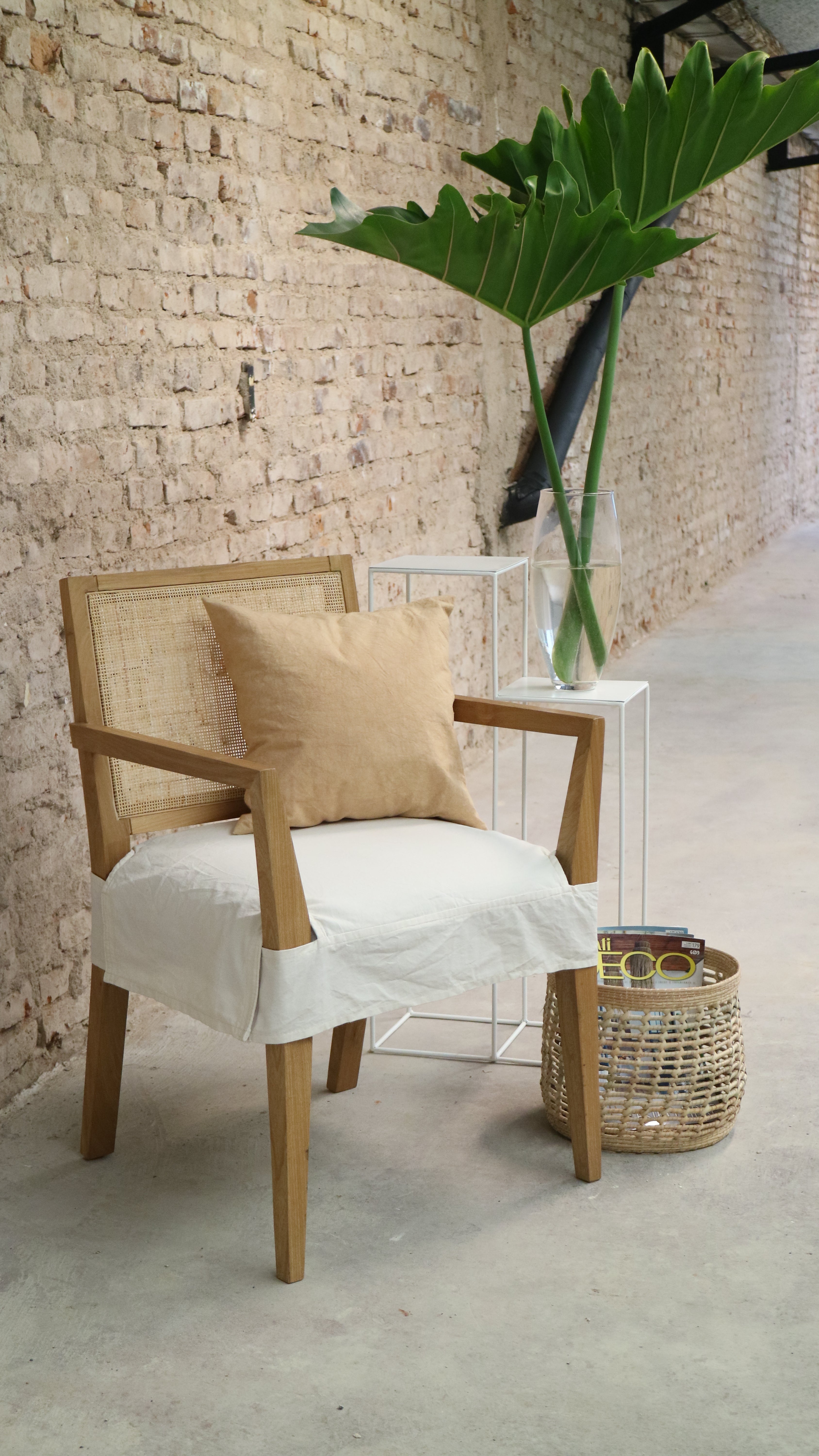 Silla Bruselas con apoyabrazos - Funda Tussor Natutal