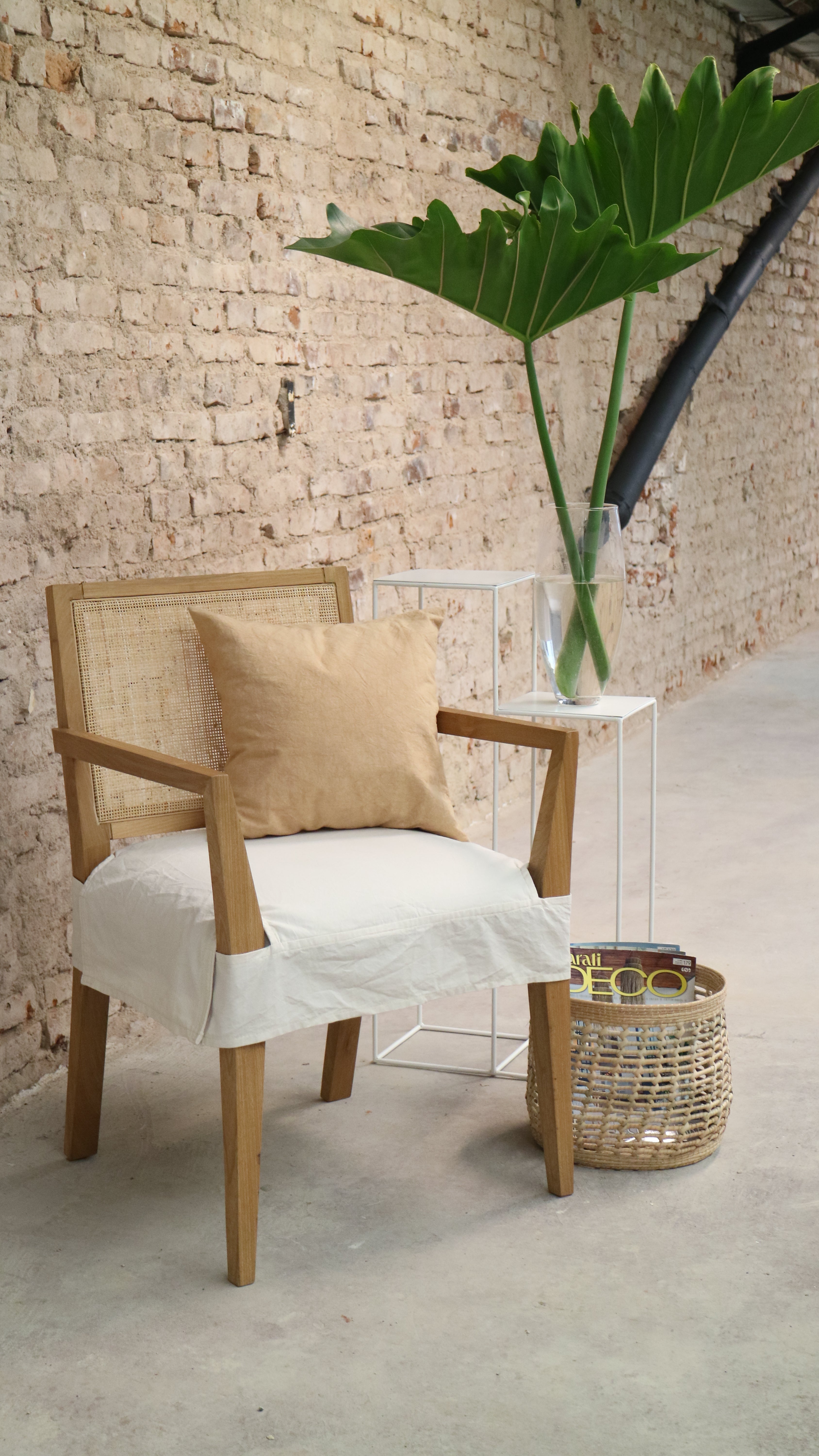 Silla Bruselas con apoyabrazos - Funda Tussor Natutal