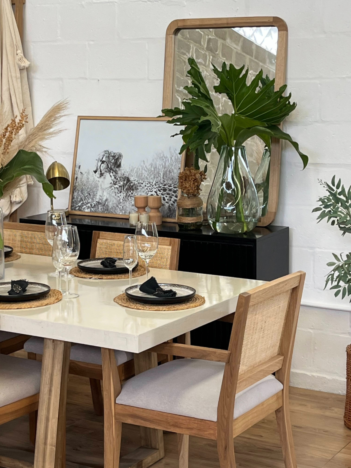 STOCK- Mesa Oakland Base Loro Blanco- tapa Microcemento