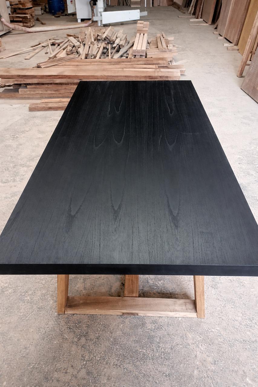 Mesa Helena - Tapa Paraíso Patinada - Base Loro Blanco